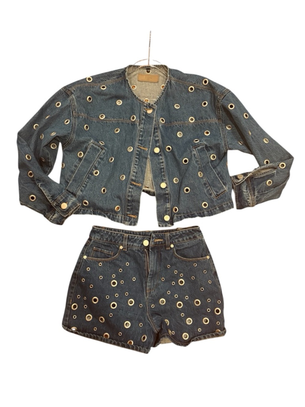 Blank NYC Blue Denim set. JACKET SIZE SMALL. SHORTS SIZE 24